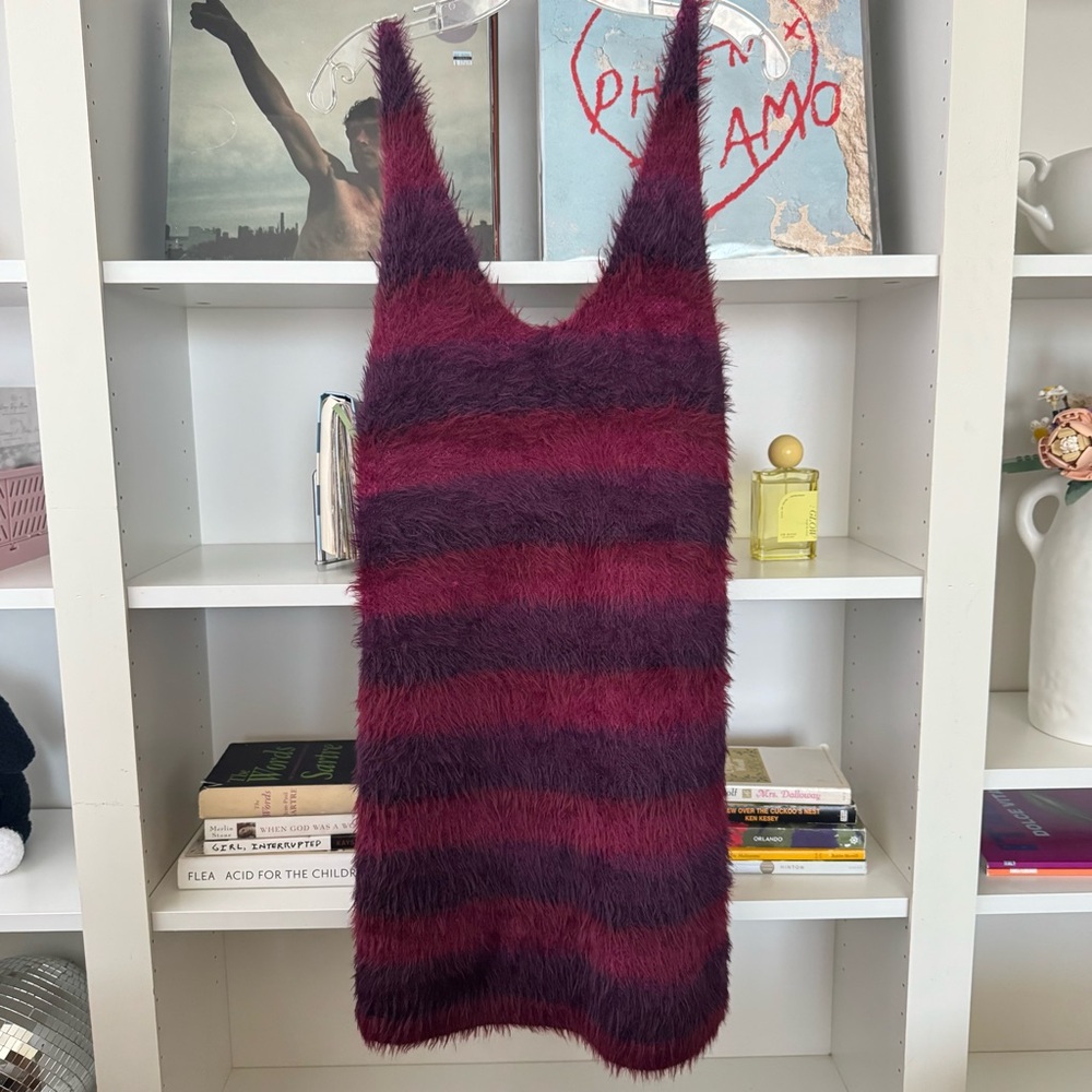 SAVAGE X FENTY Too Plush Striped Fuzzy Sweater Slip Dress - Picture 5 of 10